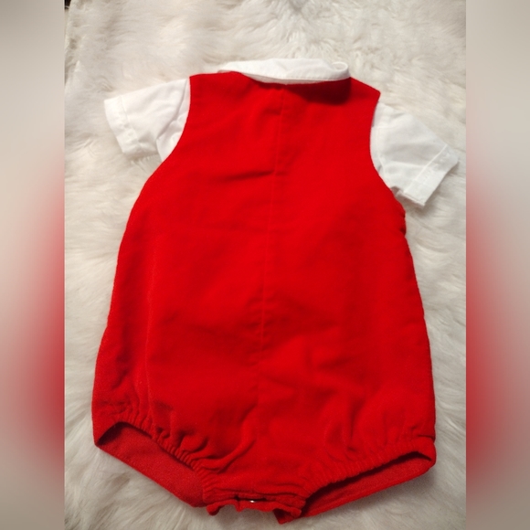 Baby togs vintage romper red velvet outfit set size 6-9 months - Picture 9 of 9